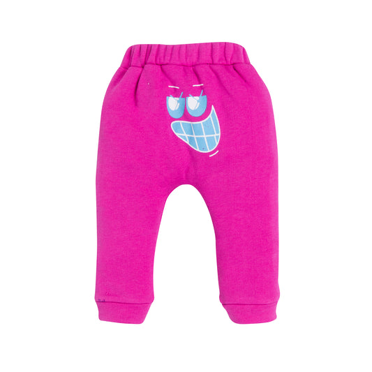 Baby's Unisex Pink Smile Face Graphic Jogger Pants – 100% Cotton, Soft & Fun
