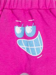 Baby's Unisex Pink Smile Face Graphic Jogger Pants – 100% Cotton, Soft & Fun