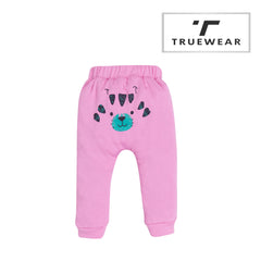 Girl's Light Pink Lion Print Graphic Jogger Pants – 100% Cotton, Soft & Cute