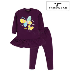 Girls Butterfly Print Frock & Leggings Set.