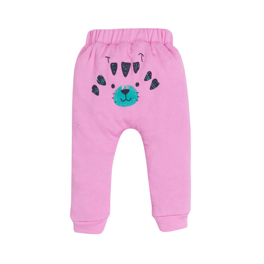 Girl's Light Pink Lion Print Graphic Jogger Pants – 100% Cotton, Soft & Cute