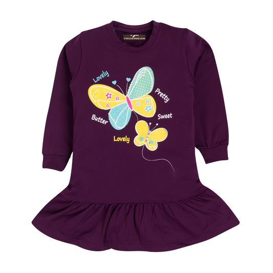 Girls Butterfly Print Frock & Leggings Set.