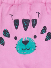 Girl's Light Pink Lion Print Graphic Jogger Pants – 100% Cotton, Soft & Cute