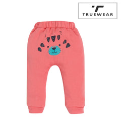Baby's Unisex Blue Bear Face Graphic Jogger Pants – 100% Cotton, Soft & Cheerful