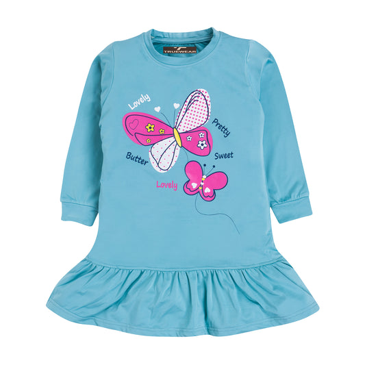 Girls Butterfly Print Frock & Leggings Set, 100% Cotton