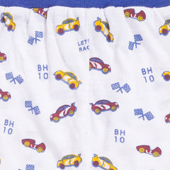Kid's Unisex White/Blue Car Print Graphic Jogger Pants – 100% Cotton, Soft & Stylish
