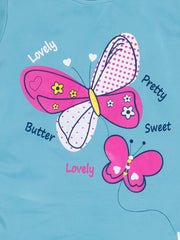 Girls Butterfly Print Frock & Leggings Set, 100% Cotton