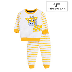 Kids Unisex Yellow Giraffe Print pyjamas Set, 100% Cotton