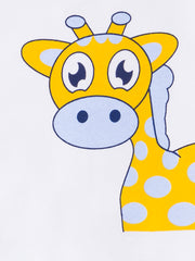 Kids Unisex Yellow Giraffe Print pyjamas Set, 100% Cotton
