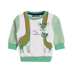 Kids Unisex Green "I Love My Mummy" Giraffe Print Pyjamas Set, 100% Cotton