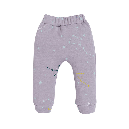 Baby's Unisex Starry Constellation Print Jogger Pants – 100% Cotton, Soft & Comfortable