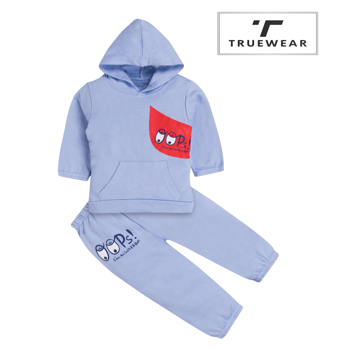 Kids Unisex Blue "Oops!" Hoodie & Joggers Set, 100% Cotton