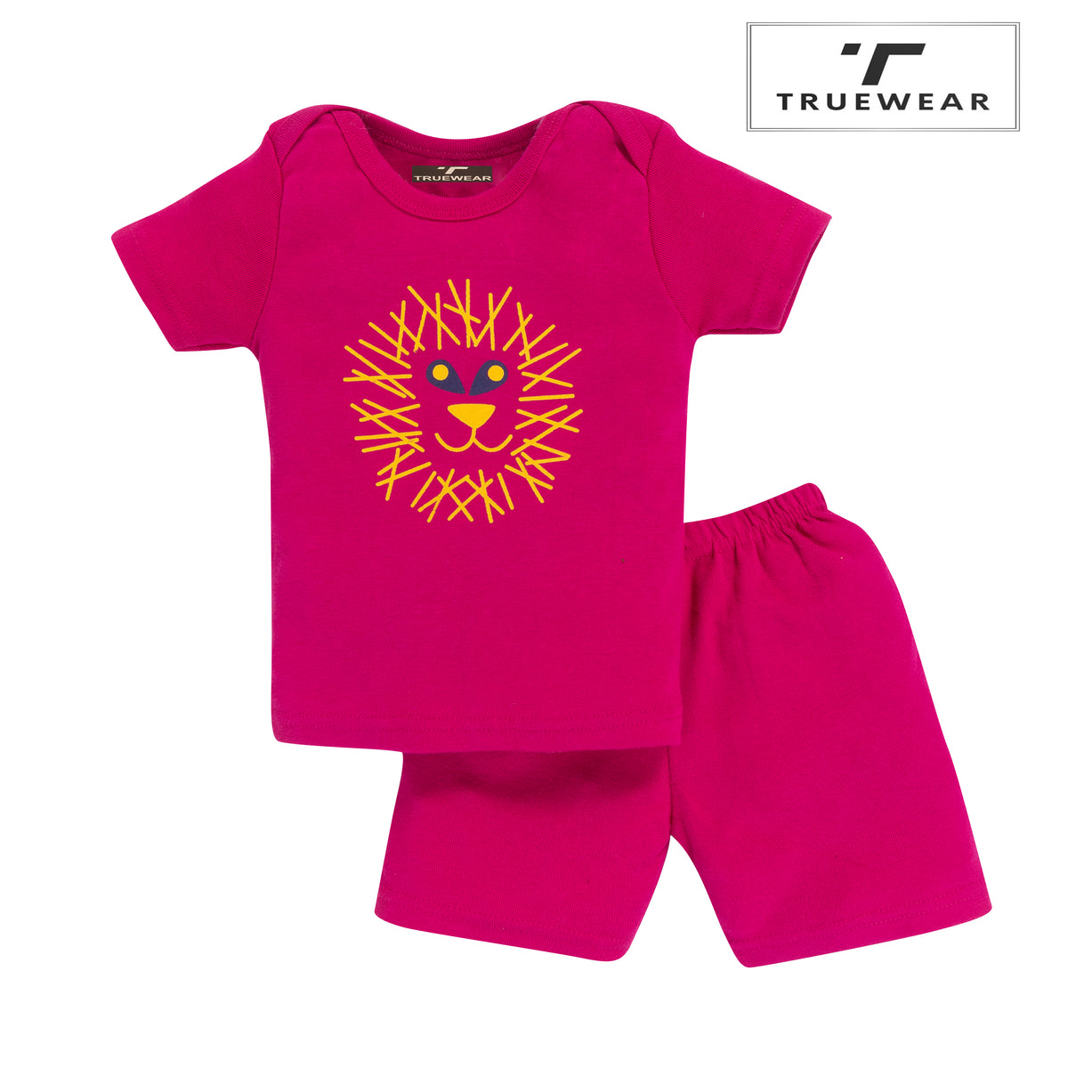 Girls Pink Lion Print T-Shirt & Shorts Set, 100% Cotton