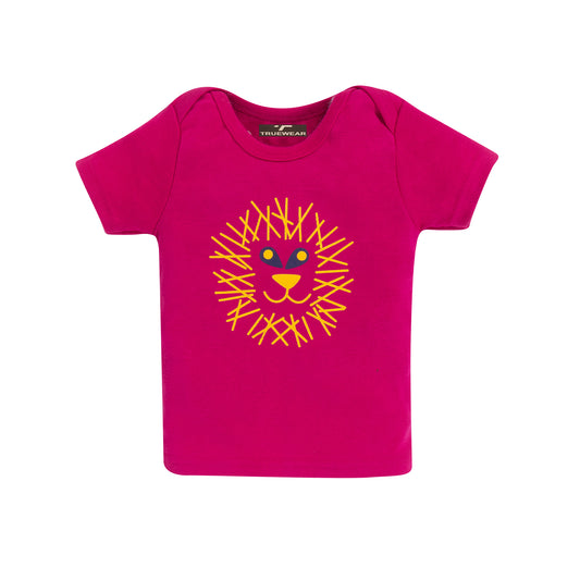 Girls Pink Lion Print T-Shirt & Shorts Set, 100% Cotton