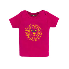 Girls Pink Lion Print T-Shirt & Shorts Set, 100% Cotton
