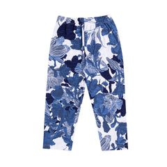 Kids Unisex Blue Floral Print Night suit, 100% Cotton