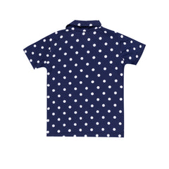 Kids Unisex Navy Polka Dot Night suit, 100% Cotton