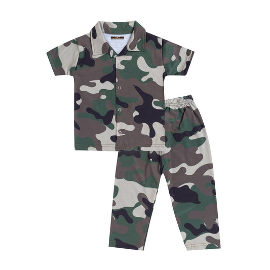 Kids Unisex Camouflage Print Nightsuit, 100% Cotton