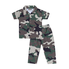 Kids Unisex Camouflage Print Nightsuit, 100% Cotton