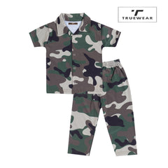 Kids Unisex Camouflage Print Nightsuit, 100% Cotton