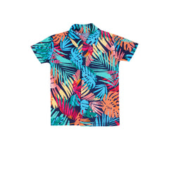 Kids Unisex Tropical Leaf Print Nightsuit, 100% Cotton