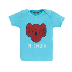 BOY'S Blue Koala Print T-Shirt & Shorts Set, 100% Cotton