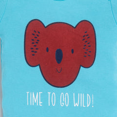 BOY'S Blue Koala Print T-Shirt & Shorts Set, 100% Cotton