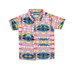 Kids Unisex Multicolour Geometric Print Nightsuit, 100% Cotton