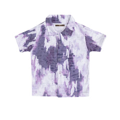 Kids Unisex Purple Tie-Dye Print Nightsuit, 100% Cotton