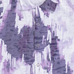 Kids Unisex Purple Tie-Dye Print Nightsuit, 100% Cotton