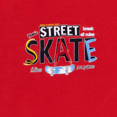 Boy's Red "Street Skate" T-Shirt & Shorts Set, 100% Cotton