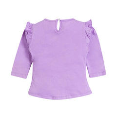 Girl's Purple Floral Print Top & Capree Set, 100% Cotton