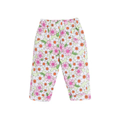 Girl's Purple Floral Print Top & Capree Set, 100% Cotton